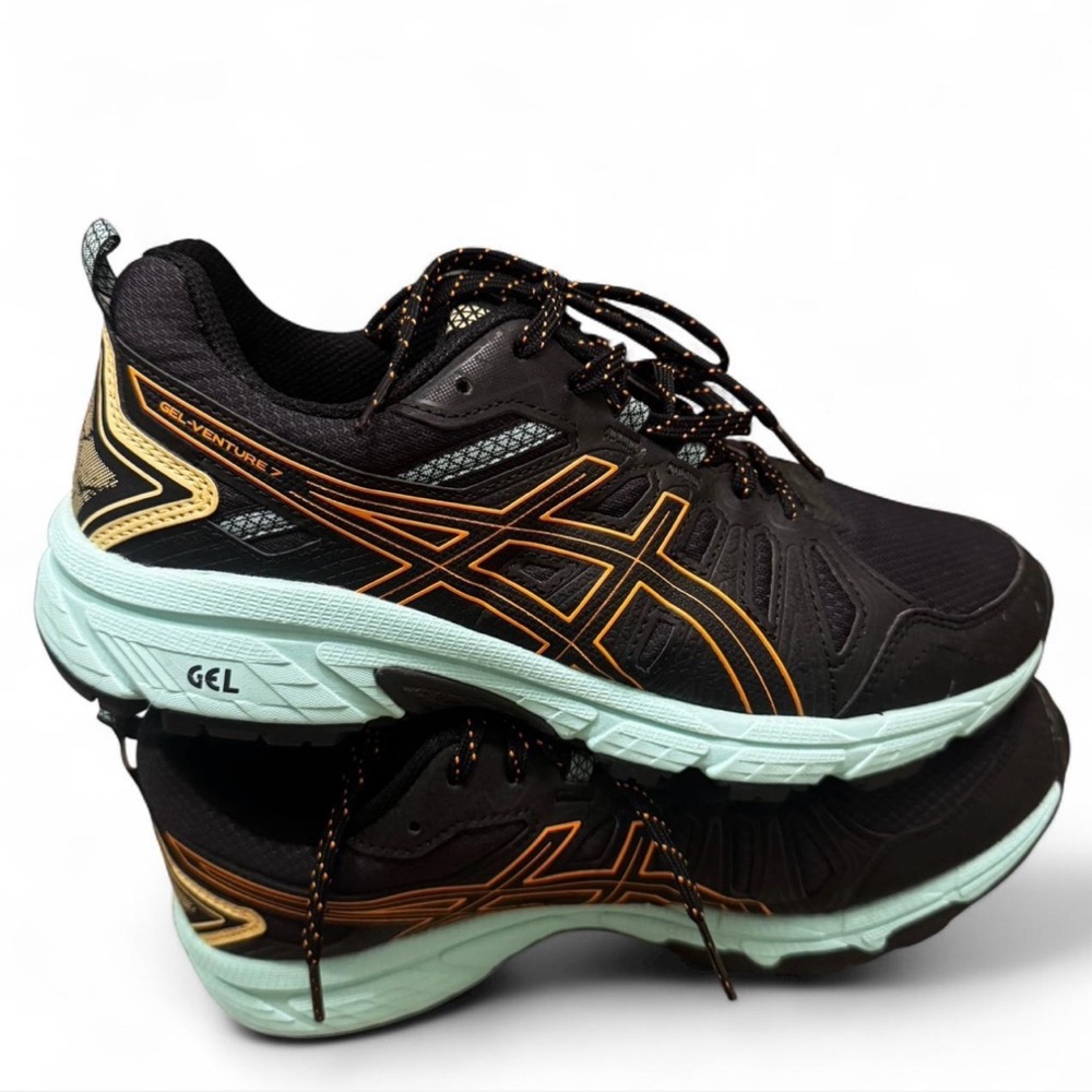 Asics Black and Orange Athletic Shoes